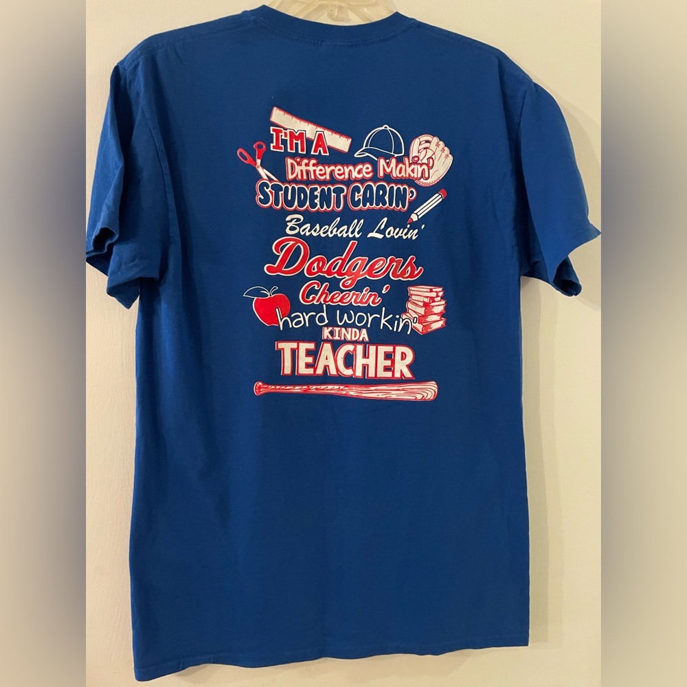 LA Dodgers Women Teacher Blue TShirt Sz M